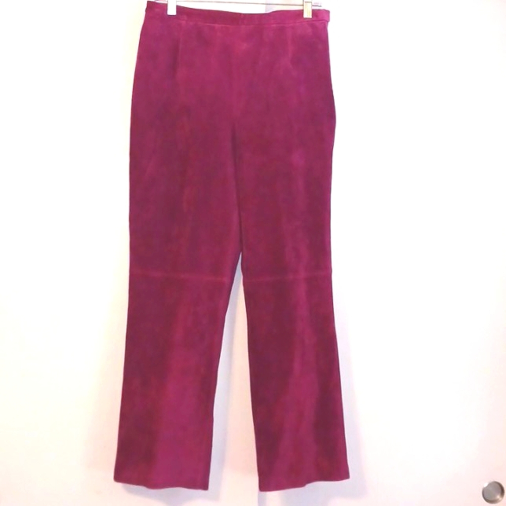 Nancy Bolen "City Girl" Rasberry  Suede Pants in Size 10 (NWT)